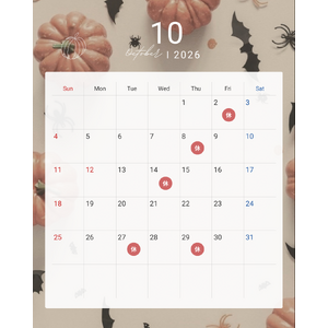 モノトーン　シンプル　営業日　予約状況　カレンダー　2026年　1月　2月 Instagram投稿 - 10